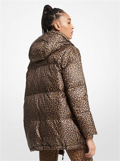 michael kors leopard print jacket|Michael Kors reversible puffer jacket.